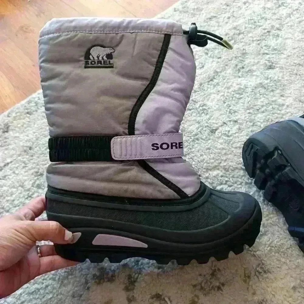 Sorel Youth Purple and Gray Flurry Snow Boots 3Y